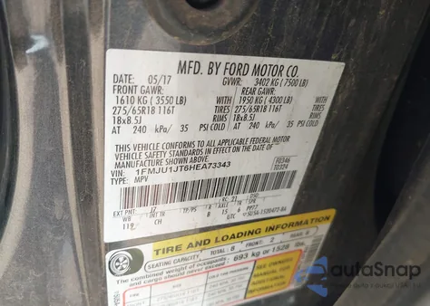 2017 Ford Expedition Xlt from USA, damaged, VIN 1FMJU1JT6HEA73343